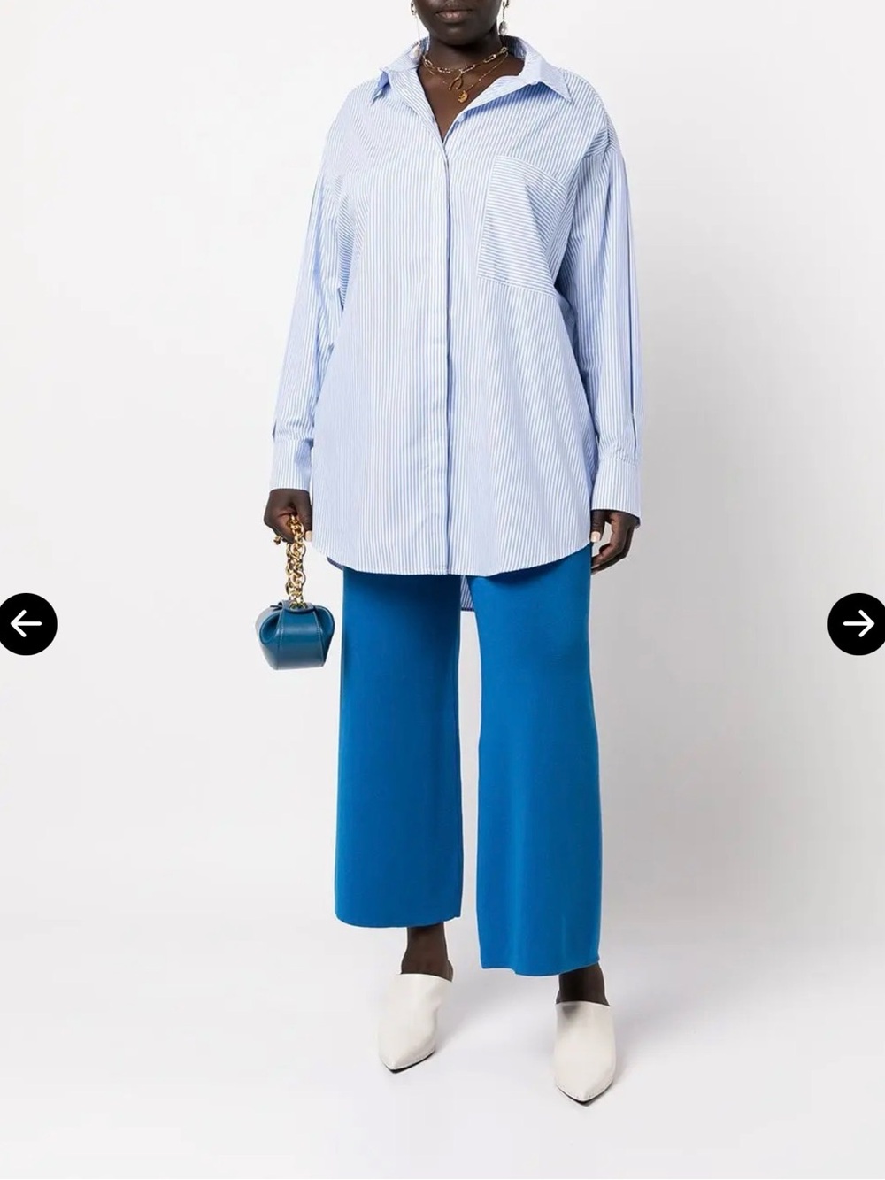 11 Honore Maeve Oversize Striped Shirt Blue 2 Cotton Relaxed Fit Button Down Top